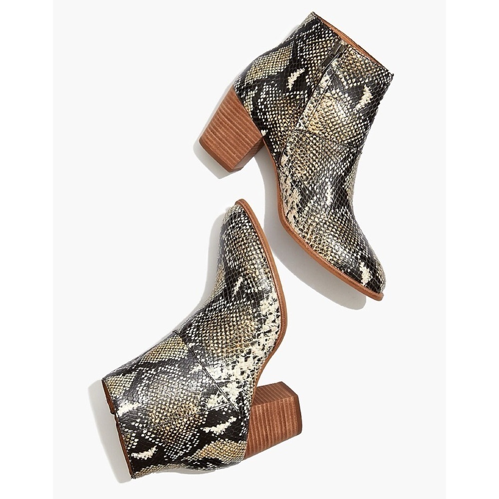 Madewell • The Rosie Ankle Boot in Snake Embossed Leather Moonstone Multi heeled